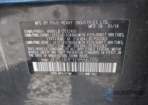 2014 Subaru Forester 2.5I Limited z USA, uszkodzony, nr VIN JF2SJAHC1EH556399